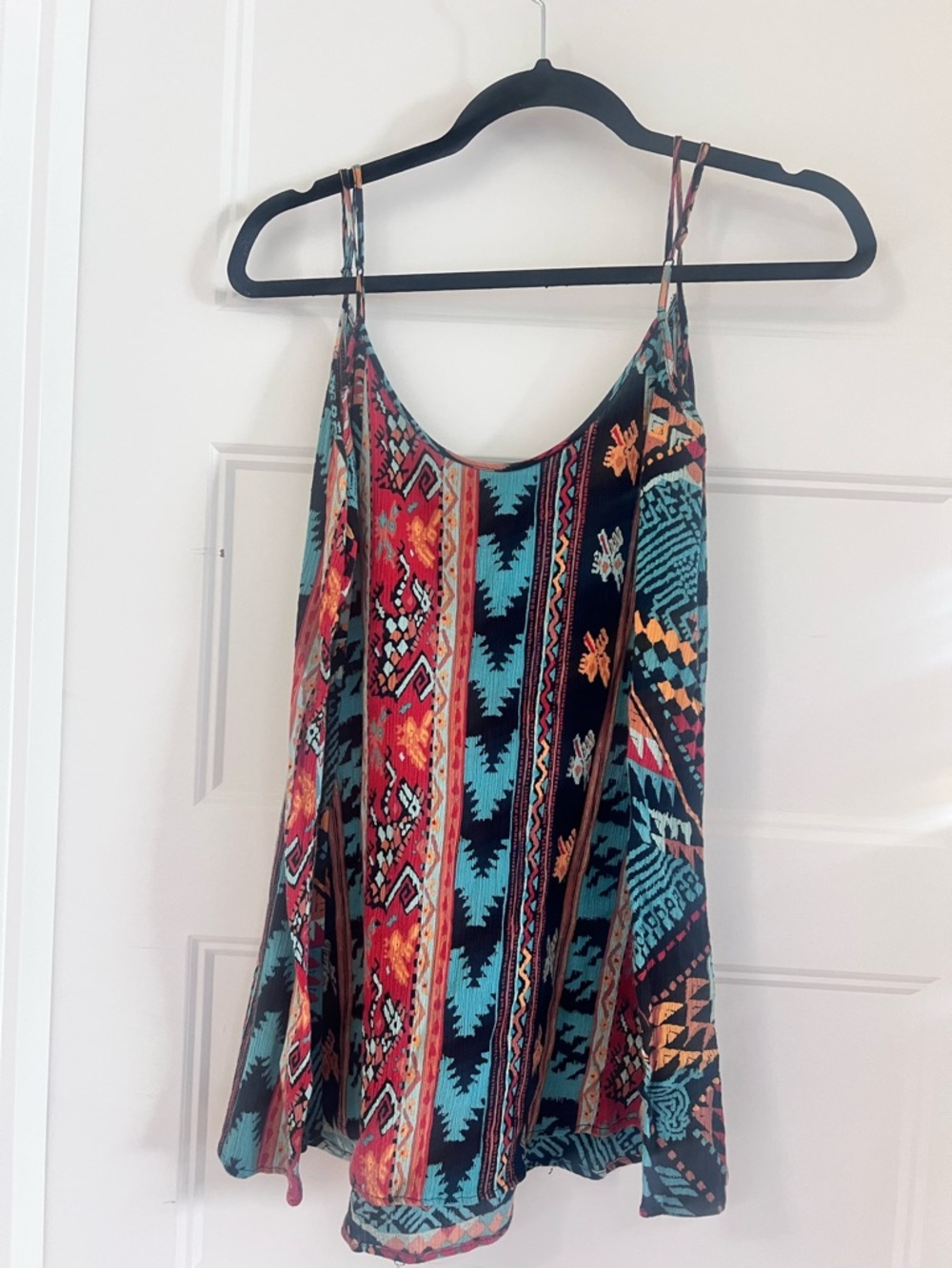 Anthropologie Multi-Color Patterned Spaghetti Strap Tank Top